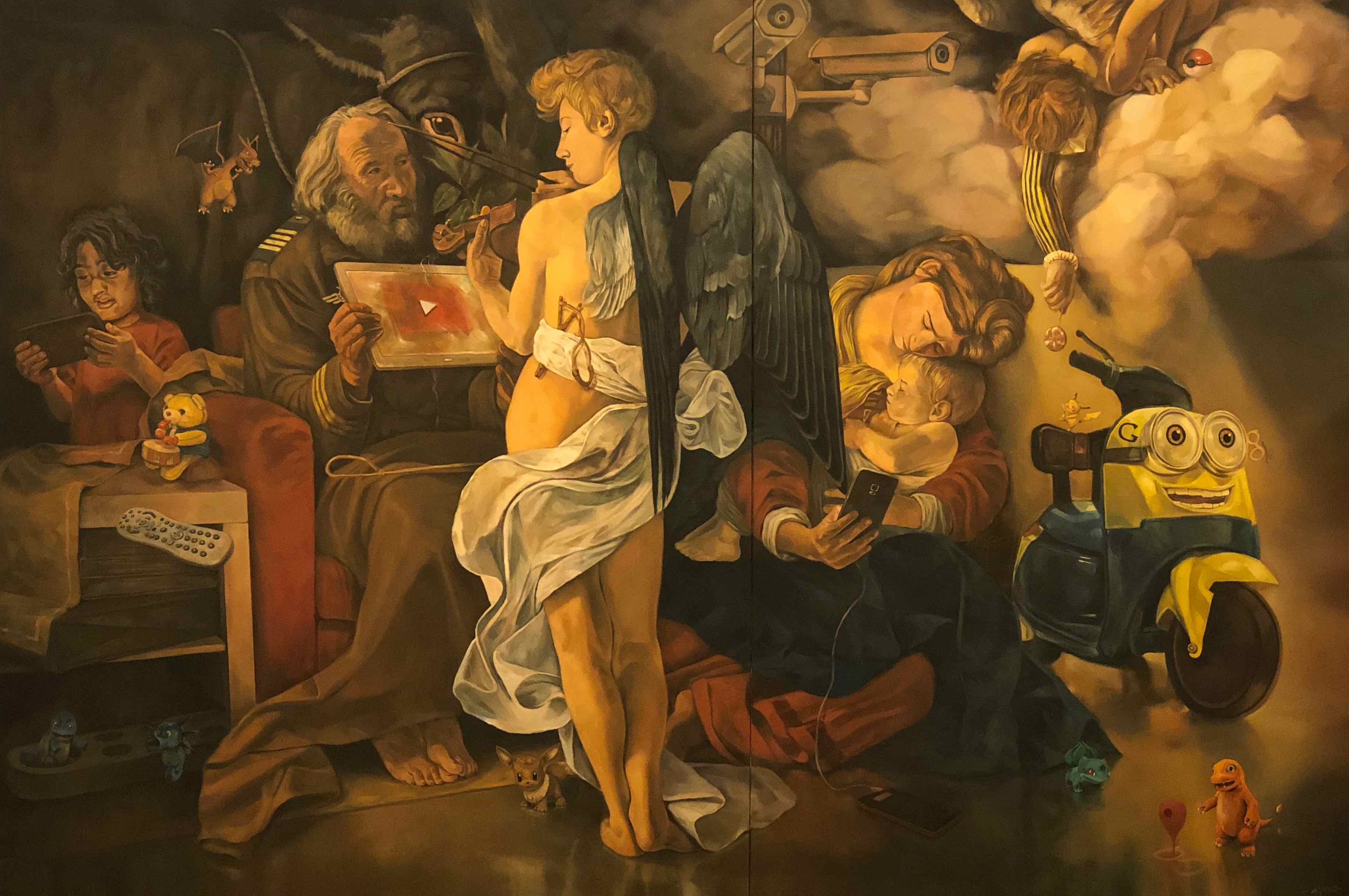  Ali Nurazamal - Imitation Master After Caravaggio, Just Swipe It, 2017, 183 x 273 cm, Oil on canvas 