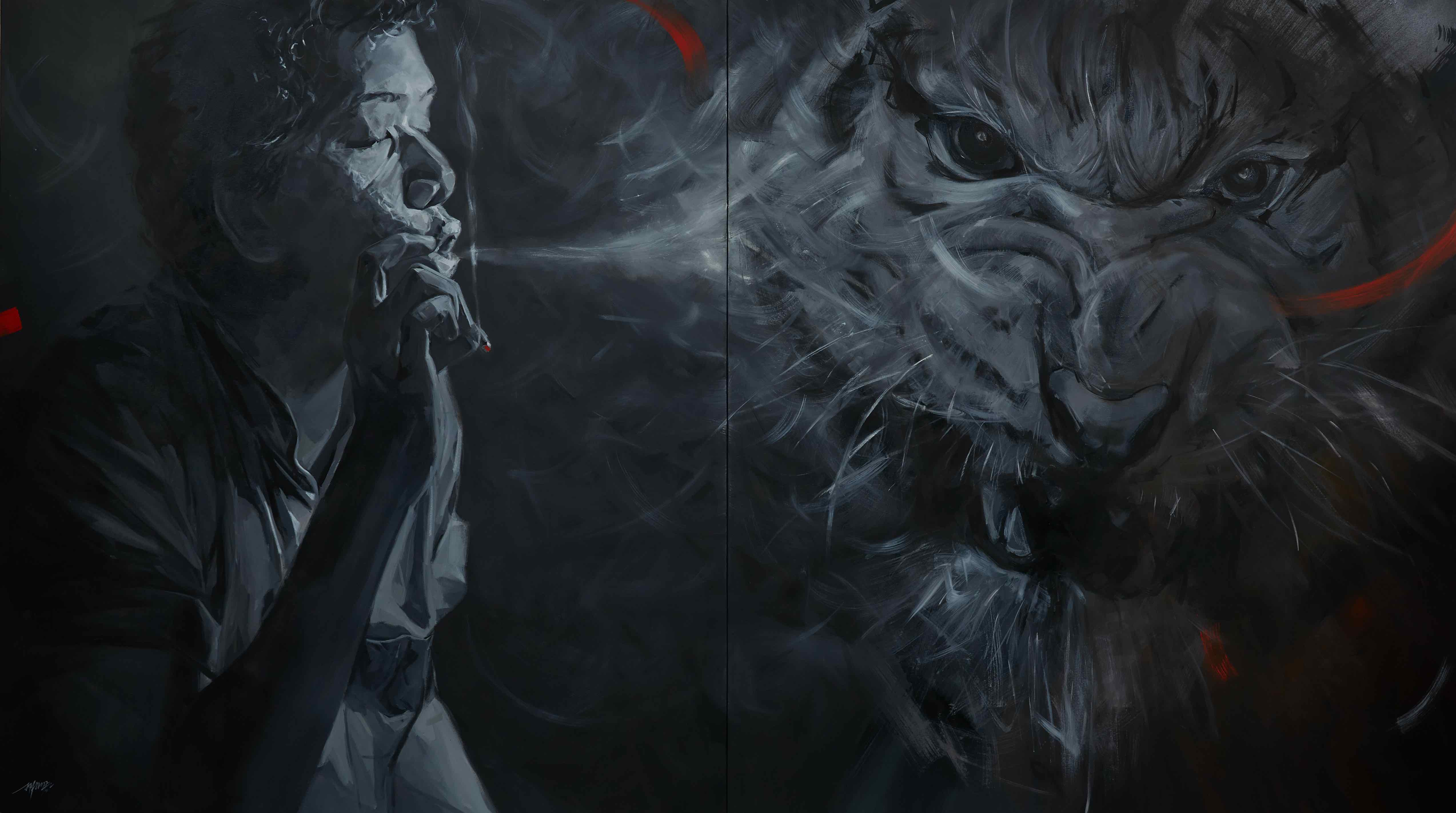  Ali Nurazamal - Smoking Tiger, 2014, 243 x 137 cm, Oil on canvas 