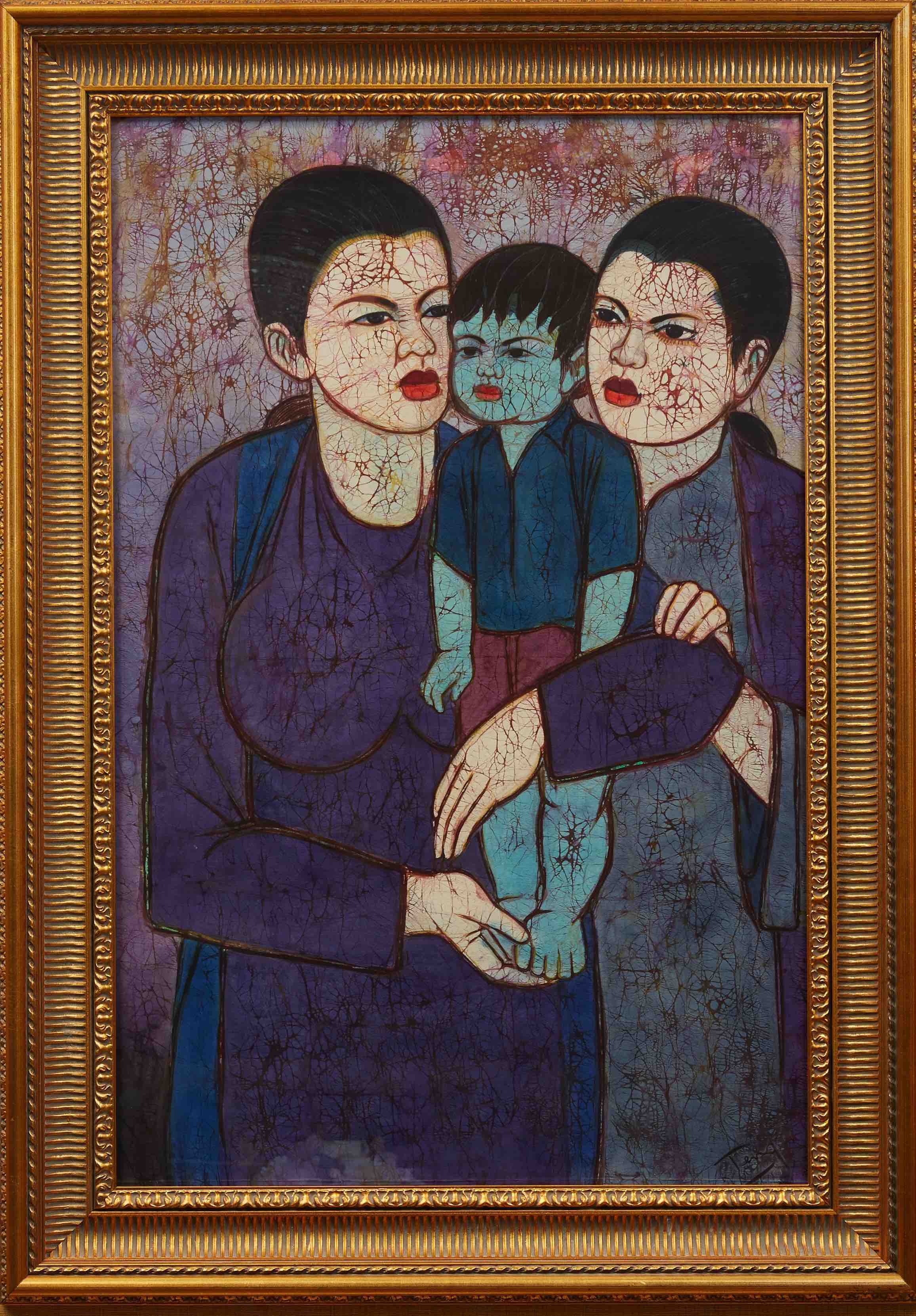  Chua Thean Teng, Dato - The Mothers and the Child, 1970, 60 x 92 cm, Batik 