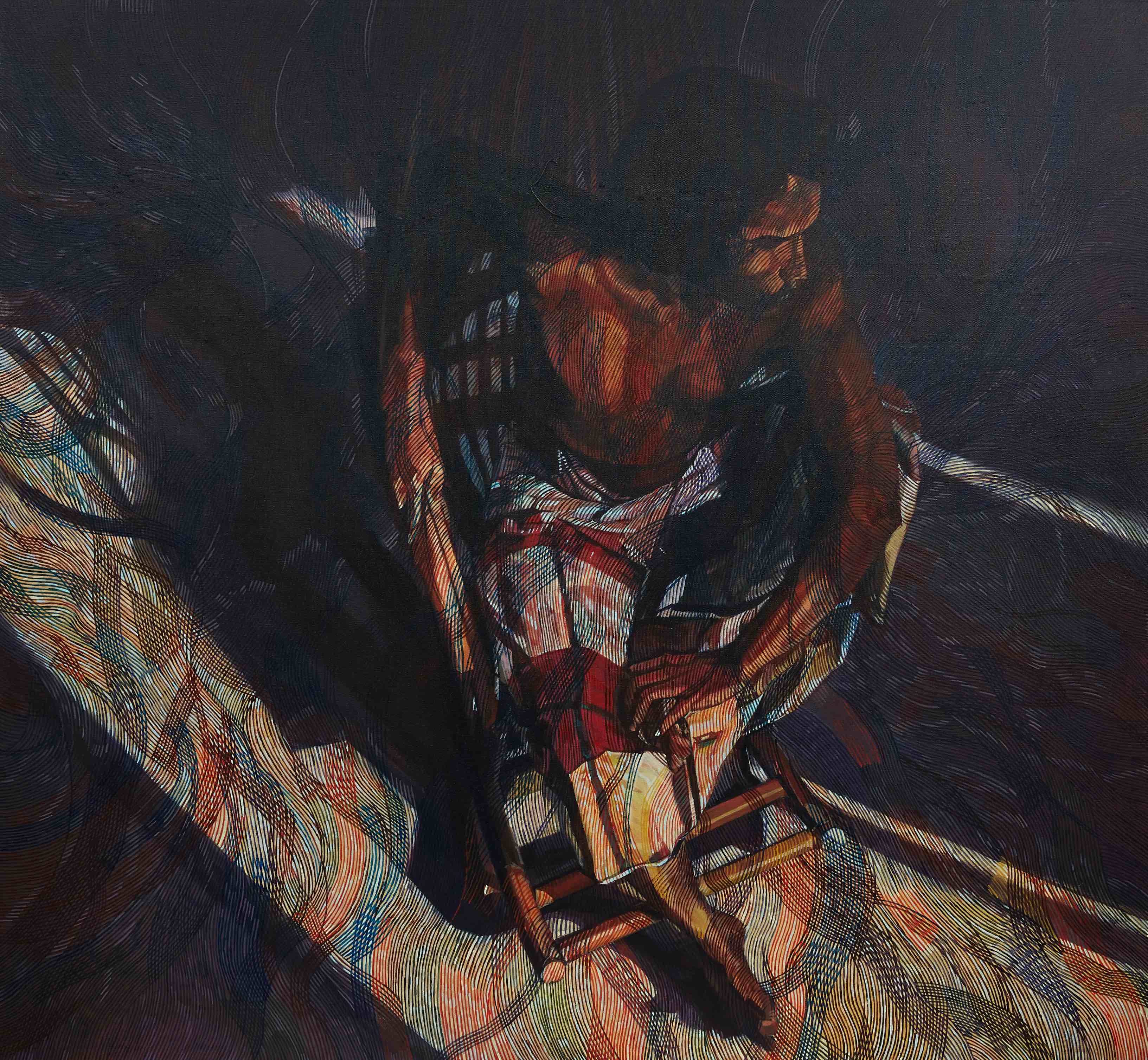  Mohd Fadli Yousoff - Catan Diri - Dua Dalam Kesatuan, 2012, 168 x 137, Acrylic on canvas 